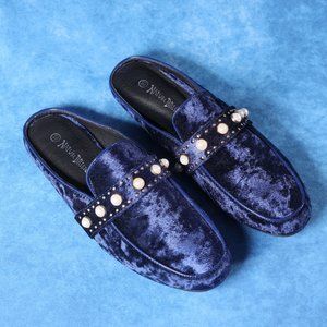 NWT Blue velvet and pearl Nature Breeze slip on loafers - sz 10